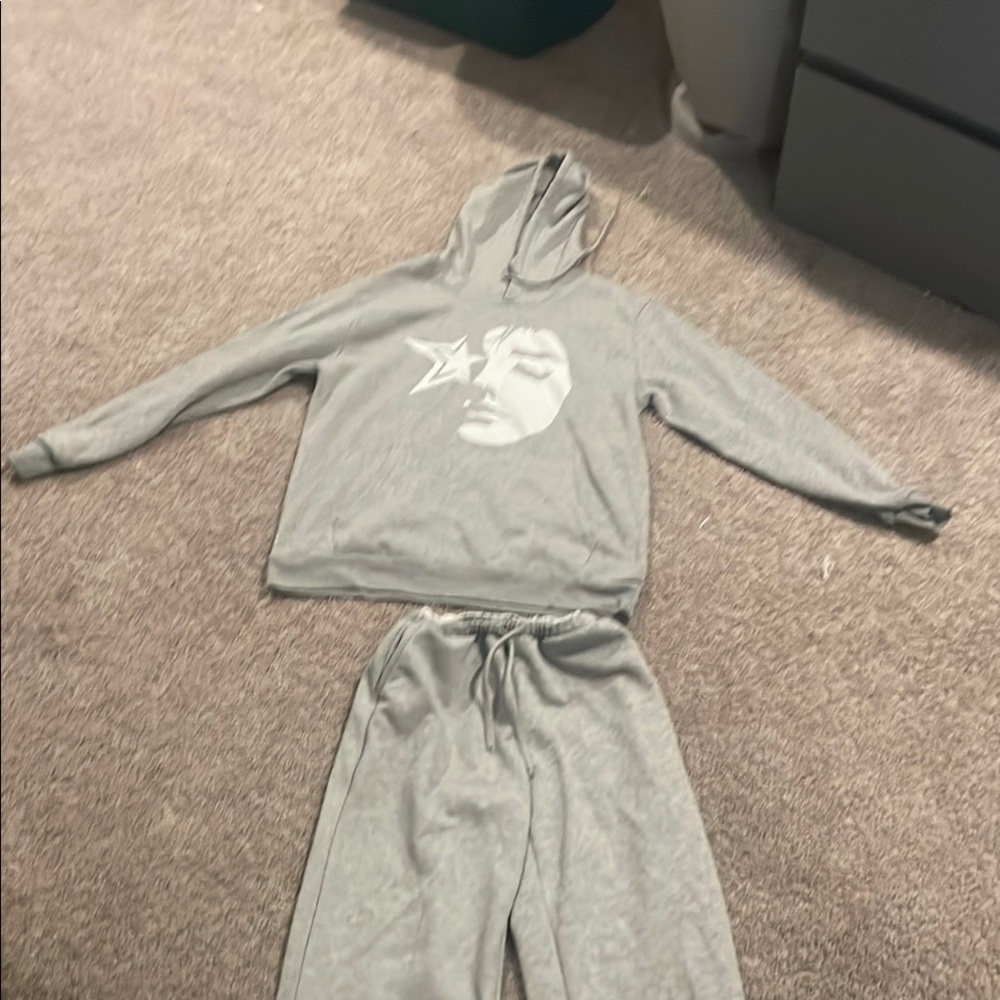 Gray Hoodie and Sweatpants Set